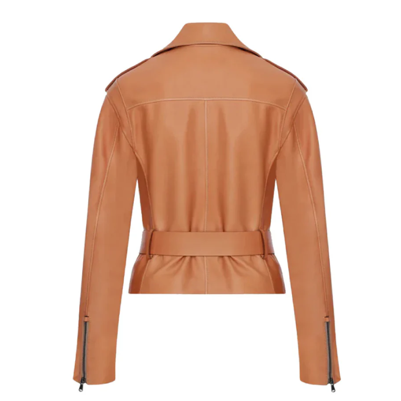Tan Brown Biker Leather Jackets for women