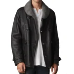 Mens Shearling Black Pea Coat
