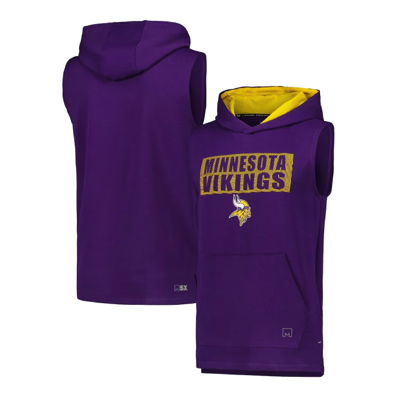 Michael Strahan Purple Minnesota Vikings Sleeveless Hoodie
