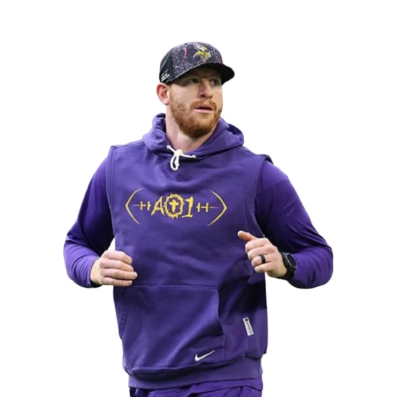 2025 Carson Wentz Minnesota Vikings Sleeveless Hoodie