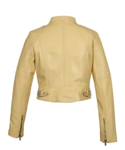cream yellow biker jacket