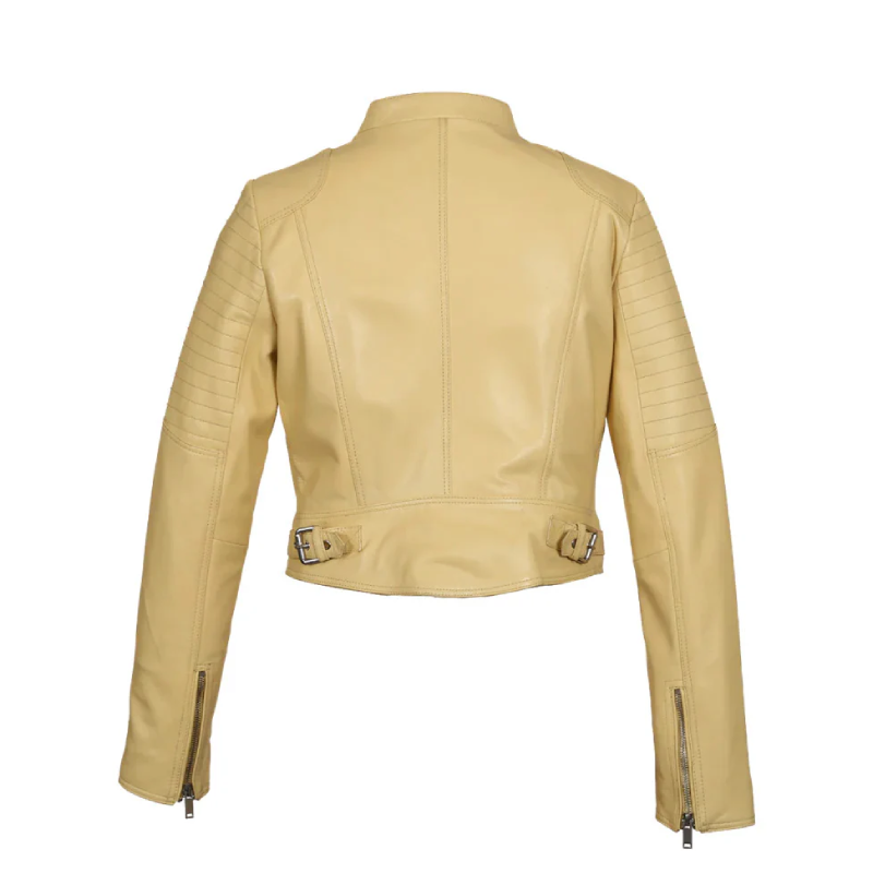 cream yellow biker jacket